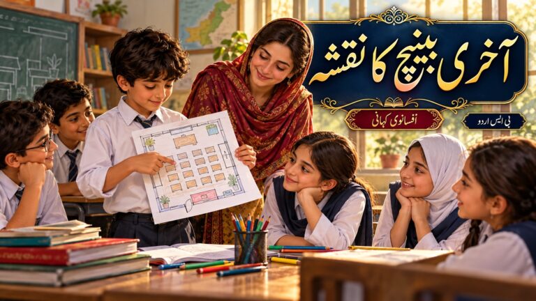 آخری بینچ کا نقشہ — اصل افسانے کا AI تصویری خاکہ