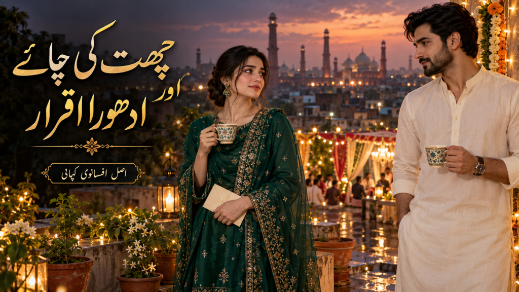 چھت کی چائے اور ادھورا اقرار: لاہور کی چھت پر مہر اور ارسلان کی خیالی رومانوی منظرکشی