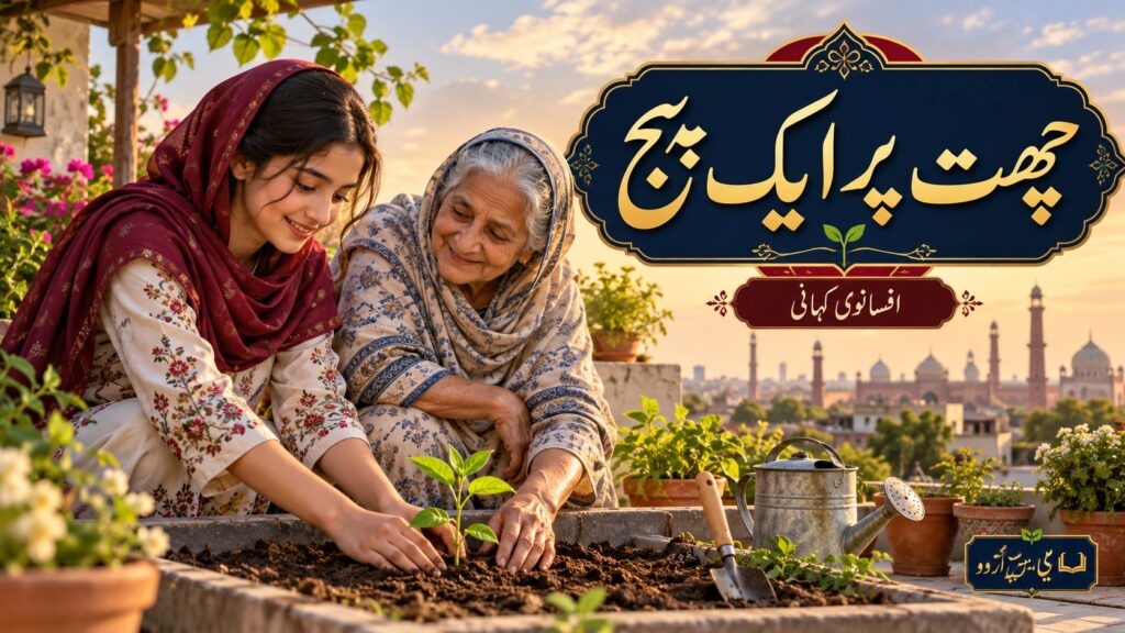 چھت پر ایک بیج — اصل افسانے کا AI تصویری خاکہ