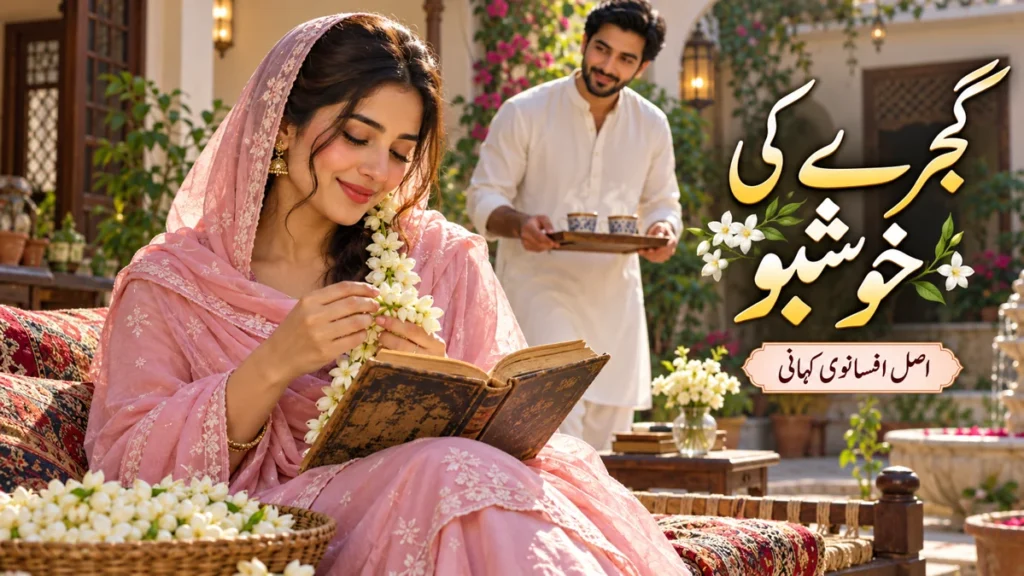 گجرے کی خوشبو: وہ تحفہ جس کے ساتھ ایک سوال آیا — اصل افسانے کا AI تصویری خاکہ