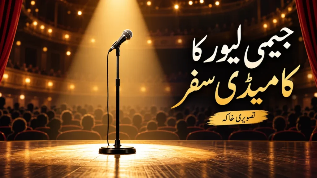جیمی لیور کا کامیڈی سفر: فلموں سے اپنے شو تک — علامتی AI تصویری خاکہ