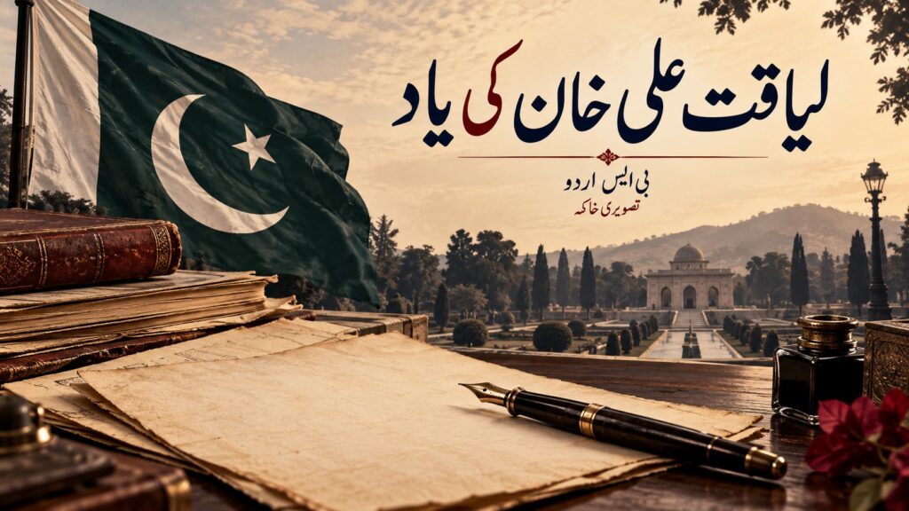 لیاقت علی خان — AI نمائشی خاکہ، اصل واقعے کی تصویر نہیں