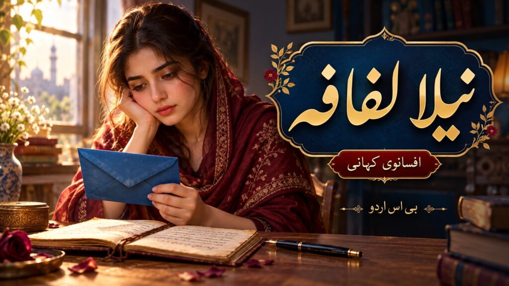 نیلا لفافہ — اصل افسانے کا AI تصویری خاکہ