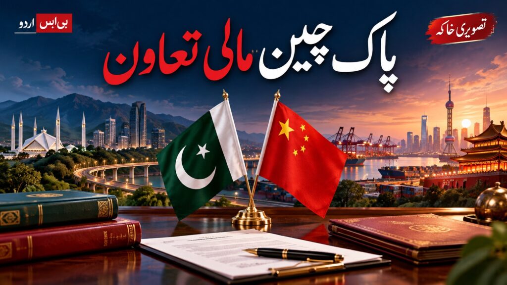 پاک چین مالی تعاون — AI نمائشی خاکہ، اصل واقعے کی تصویر نہیں