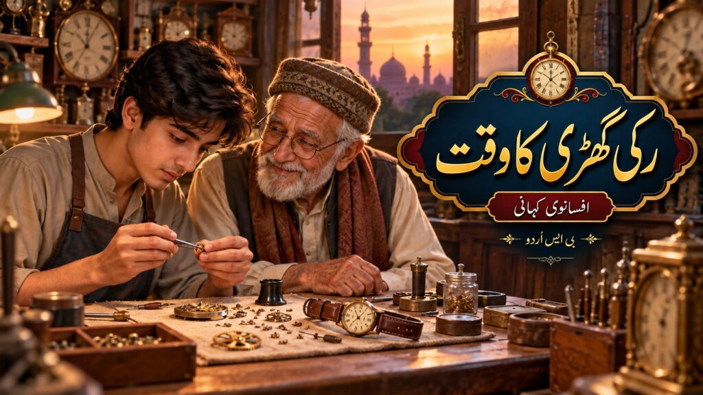 رکی گھڑی کا وقت — اصل افسانے کا AI تصویری خاکہ