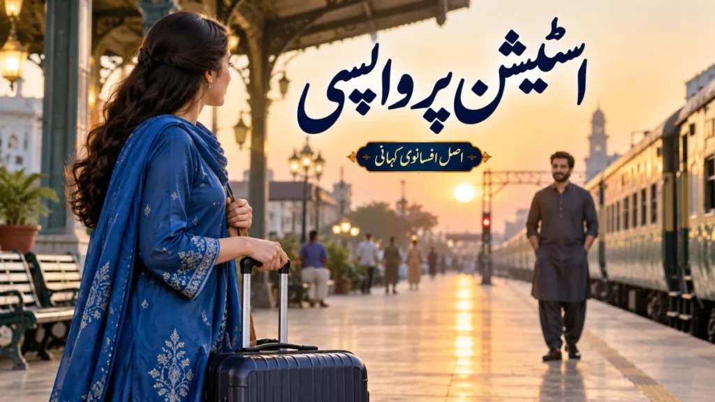 اسٹیشن پر واپسی: جسے رخصت کیا تھا، وہ کیوں لوٹا؟ — اصل افسانے کا AI تصویری خاکہ